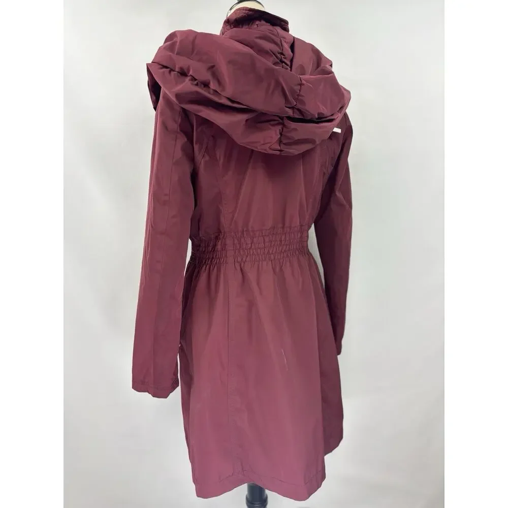 Laundry by Shelli Segal Parka Coat Jacket Burgundy Medium Hooded Quilted